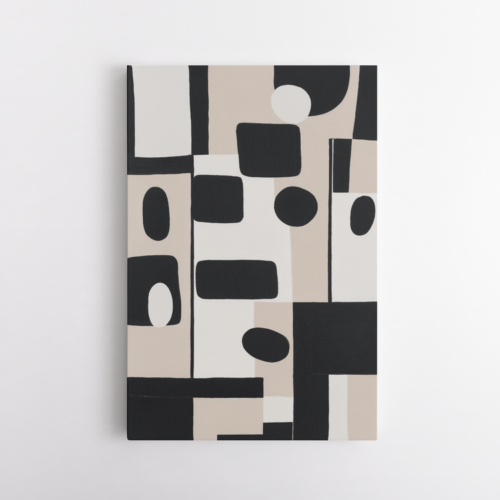 Αφηρημένη σύνθεση με μαυρο, μπεζ, λευκό