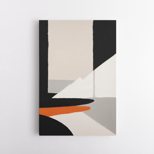 Αφηρημένη σύνθεση πορτοκαλί, γκρι, μαύρο 1