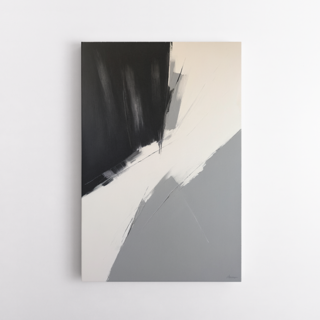 Αφηρημένη σύνθεση σε μαύρο, λευκό και γκρι