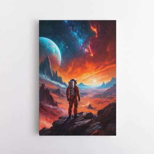 Αστροναύτης σε πολύχρωμο σκηνικό