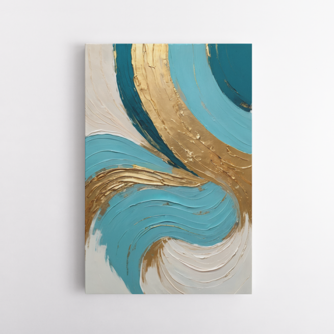 Δυναμικές Υφές Τιρκουαζ, Χρυσό, Λευκό #2