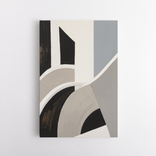 Γεωμετρική Αφαίρεση Μαύρο, Μπεζ, Γκρι, Λευκό 6