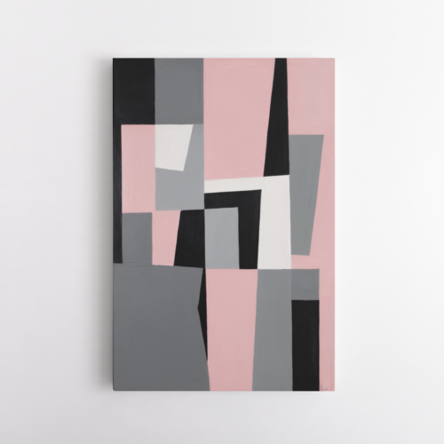 Γεωμετρική σύνθεση με ροζ, μαυρο και γκρι