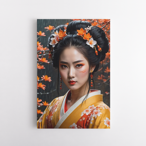 Γιαπωνέζα με κίτρινο παραδοσιακό κιμονό