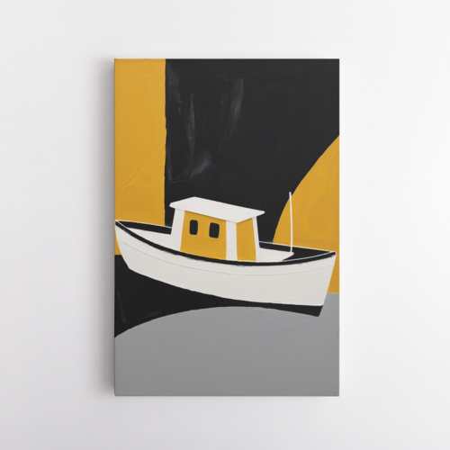 Ιστιοφόρο σε μαύρο, κίτρινο και γκρι