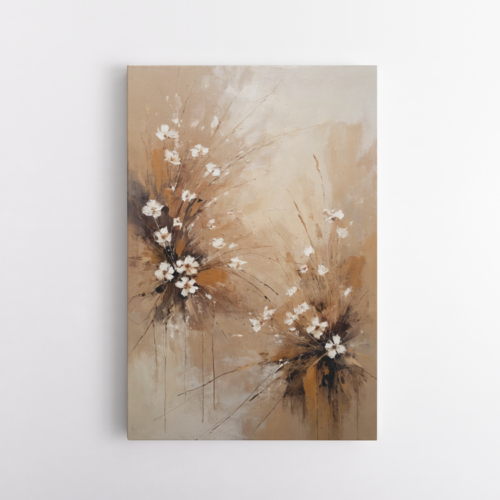 Λευκά λουλούδια σε φόντο με μπεζ και καφέ αποχρώσεις 3