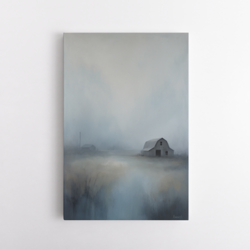 Μοναχική φάρμα σε θολό τοπίο