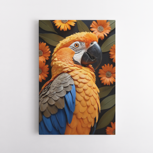 Παπαγάλος με κίτρινα μπλε και γκρι φτερά