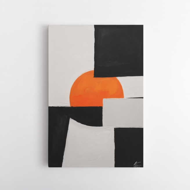 Πορτοκαλί ήλιος σε αφηρημένο γκρι, μαύρο 2