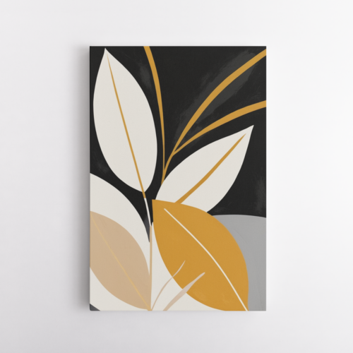 Πορτοκαλί και λευκά φύλλα σε γκρι και μαύρο