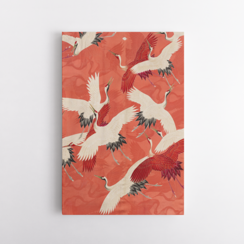 Σμήνος Γερανών σε Κόκκινο Φόντο (Από παραδοσιακό Ιαπωνικό Κιμονό Furisode)