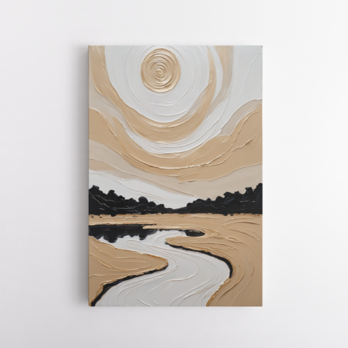 Τοπίο με Δυναμικές Υφές Μπεζ, Λευκό, Μαύρο #4