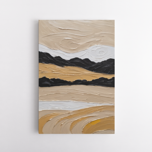 Τοπίο με Δυναμικές Υφές Πορτοκαλί, Κίτρινο, Μπεζ, Λευκό, Μαύρο #3