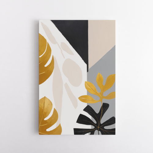 Χρυσά και μαύρα τροπικά φύλλα