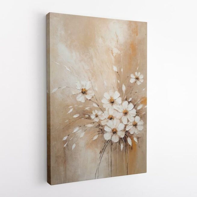 Λευκά λουλούδια σε φόντο με μπεζ και καφέ αποχρώσεις 1