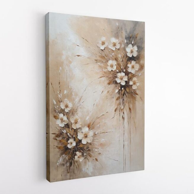 Λουλούδια σε φόντο με μπεζ και καφέ αποχρώσεις