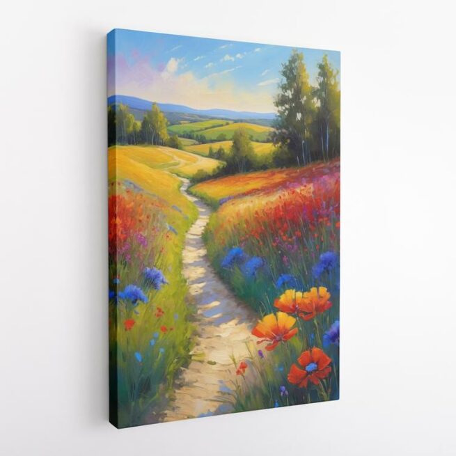 Μονοπάτι ανάμεσα σε πολύχρωμα λουλούδια