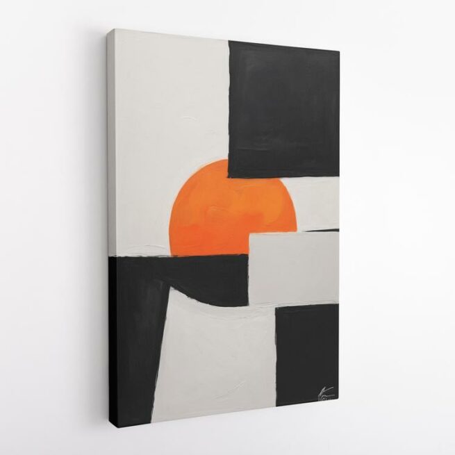 Πορτοκαλί ήλιος σε αφηρημένο γκρι, μαύρο 2