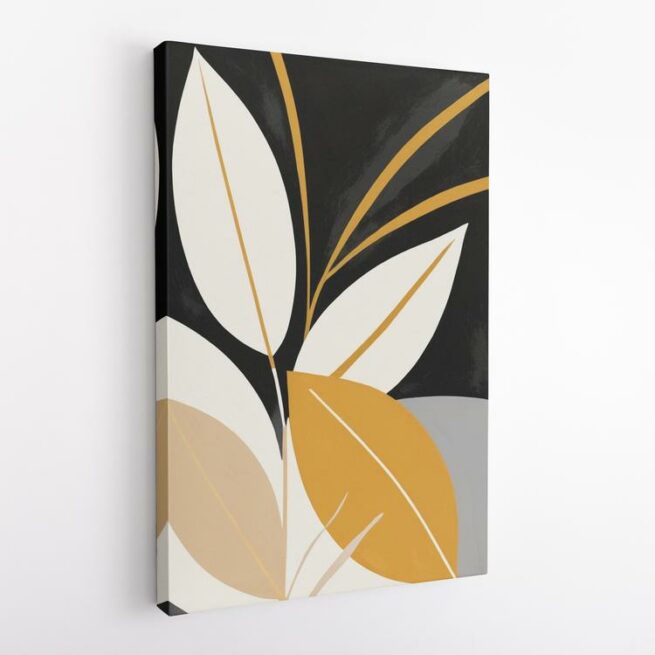 Πορτοκαλί και λευκά φύλλα σε γκρι και μαύρο