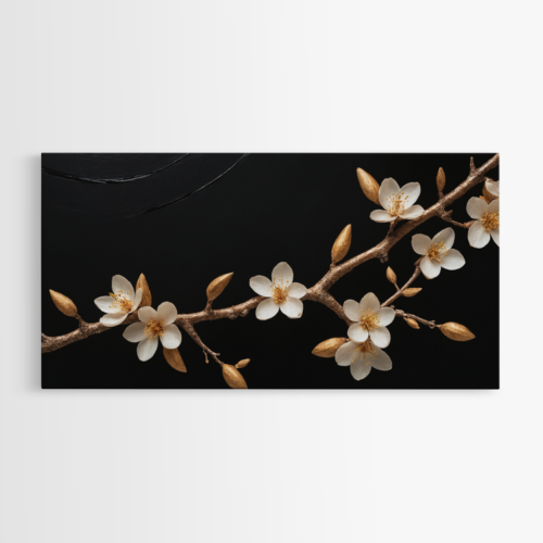 Άνθη Αμυγδαλιάς σε Μαύρο Φόντο