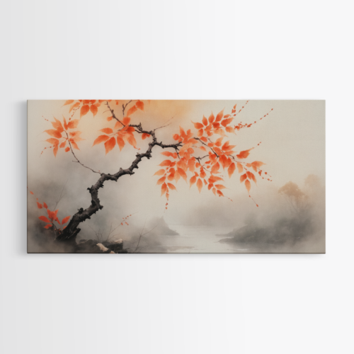 Φθινοπωρινά Φύλλα σε Ομιχλώδες Τοπίο