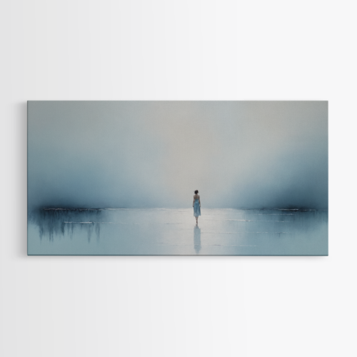 Γαλάζιες Αποχρώσεις και Μοναχική Γυναικεία Φιγούρα