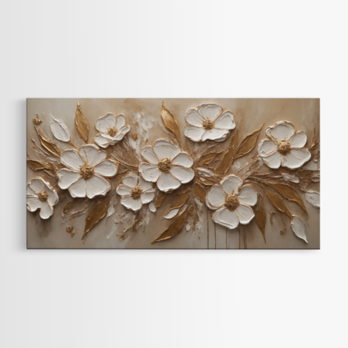 Λευκά λουλούδια σε χρυσό φόντο