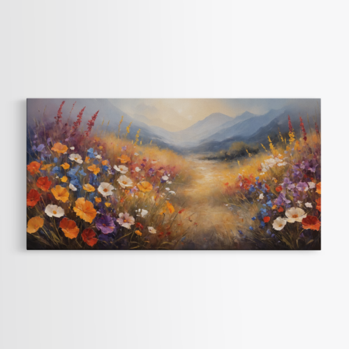 Πολύχρωμο μονοπάτι με πολύχρωμα λουλούδια