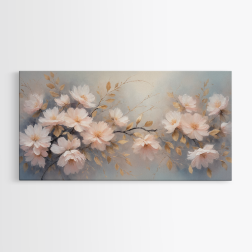 Ροζ λουλούδια με χρυσά φύλλα