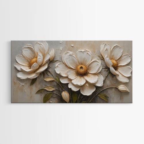 Τρία Λευκά Ανάγλυφα Λουλούδια