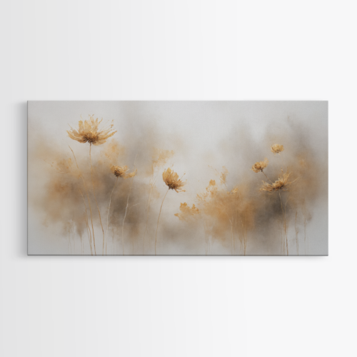 Χρυσοκίτρινα Άνθη σε Ομιχλώδες Τοπίο