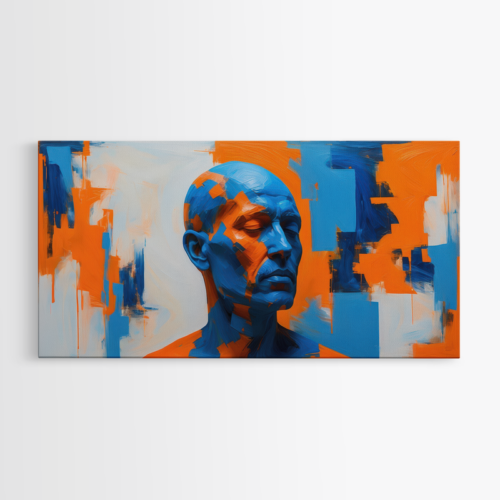 Αφηρημένο πορτρέτο άντρα σε μπλε και πορτοκαλί