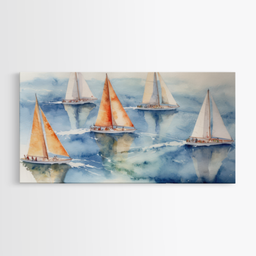 Αγώνας ιστιοπλοΐας με πολλά σκάφη στη θάλασσα