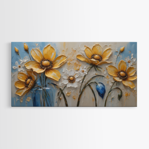 Ανθισμένο Μπουκέτο με Κίτρινα και Λευκά Λουλούδια