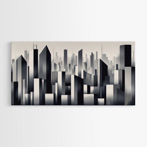 Ασπρόμαυρη γεωμετρική πόλη με ουρανοξύστες