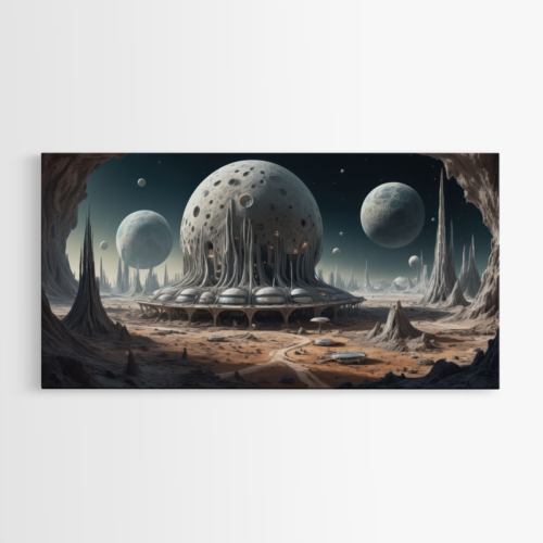 Εξωγήινος οικισμός σε έναν μακρινό πλανήτη με δορυφόρους