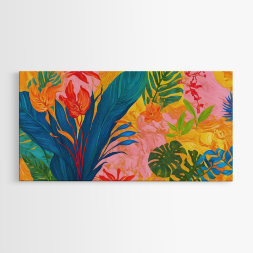 Φωτεινά Τροπικά Λουλούδια με Έντονη Φύση Φόντο