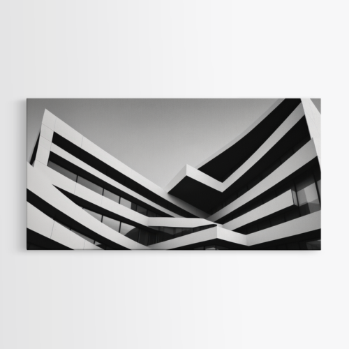 Γεωμετρικό κτήριο με σύγχρονη αισθητική σε ασπρόμαυρη παλέτα