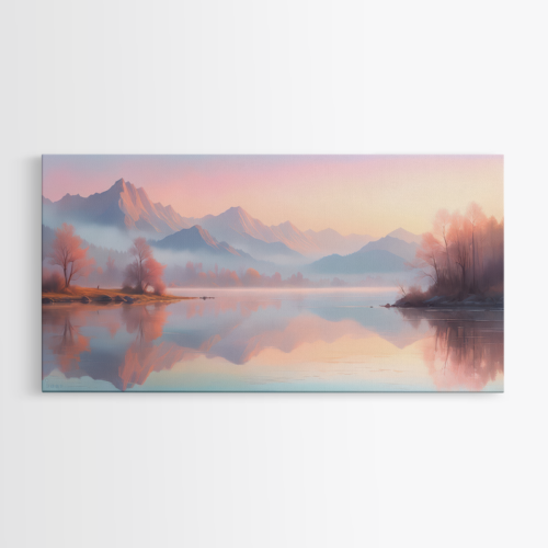 Ηρεμία στη λίμνη με αντανακλάσεις δέντρων και βουνών στο νερό