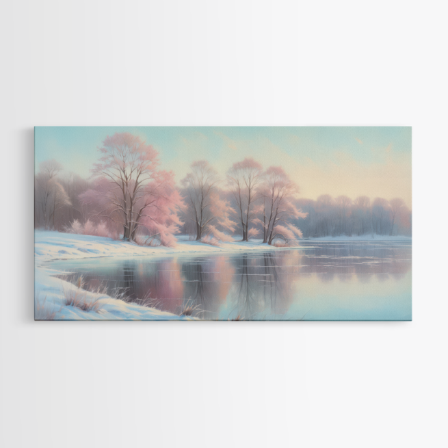 Χιονισμένο Τοπίο με Παγωμένη Λιμνούλα