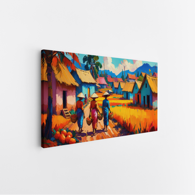 Χωριό με Πολύχρωμα Σπίτια και Αγροτική Ζωή