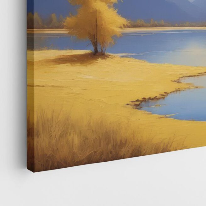 Φθινοπωρινό Τοπίο Δίπλα στη Λίμνη με Κίτρινα Δέντρα