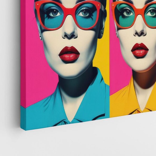 Πορτραίτα μοντέρνας γυναίκας με πολύχρωμα γυαλιά και ρετρό στυλ