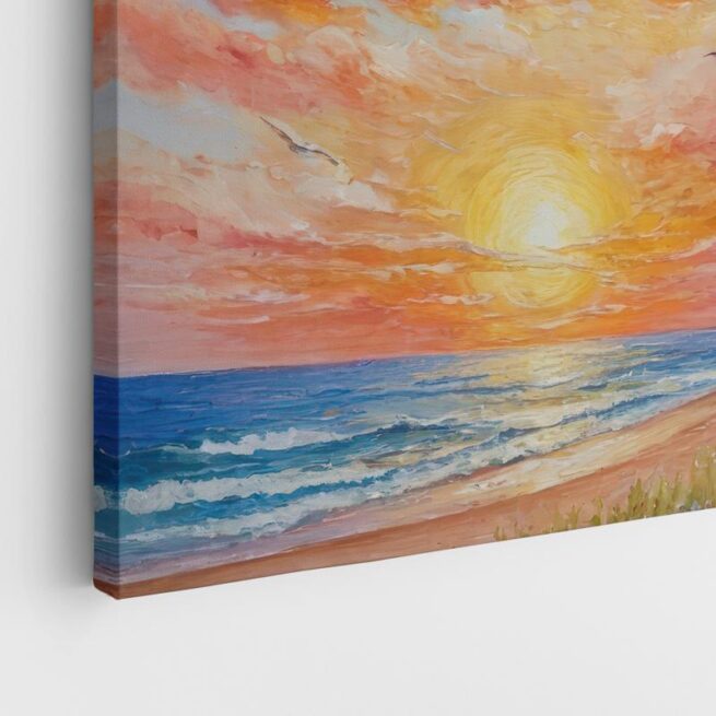 Ρομαντικό Ηλιοβασίλεμα στην Παραλία με Ροζ Σύννεφα