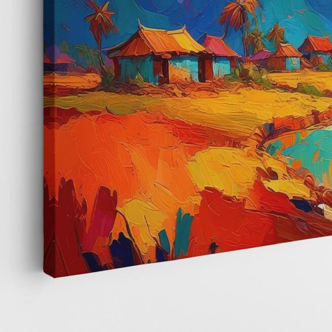 Χωριό Δίπλα στο Ποτάμι με Φόντο τα Βουνά