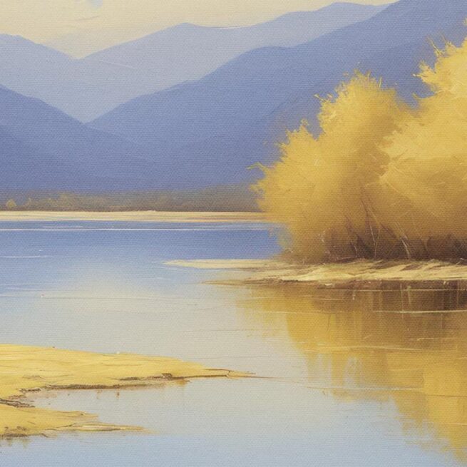 Φθινοπωρινό Τοπίο Δίπλα στη Λίμνη με Κίτρινα Δέντρα