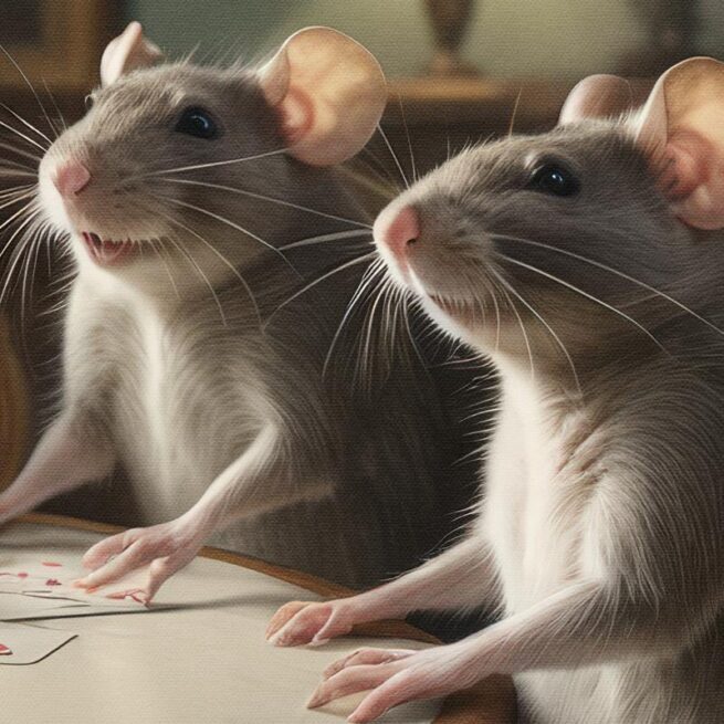 Ποντίκια που Παίζουν Πόκερ σε Ζεστό Σαλόνι