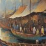 Βάρκες στην Πλωτή Αγορά του Ποταμού υπό το Φως του Ήλιου