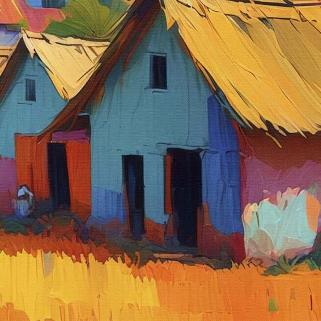 Χωριό με Πολύχρωμα Σπίτια και Αγροτική Ζωή