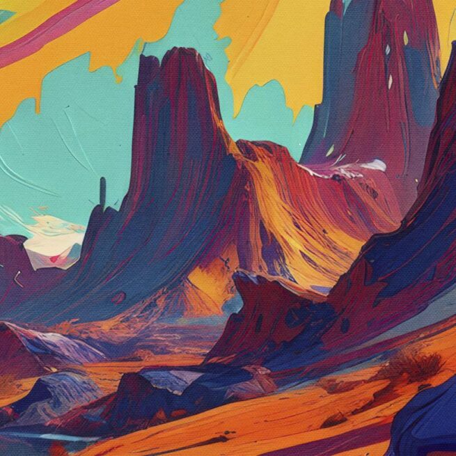 Χρωματική Έκρηξη σε Εξωγήινο Τοπίο με Πλανήτες